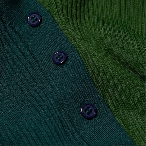 STAUD Shoko two tone Cardigan Sweater Dress in Green - Picture 6 of 9